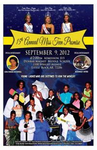 It promises to be a dynamic showcase of talent with performances by: Latriece Hayes Buckner, Miss Teen Promise 2000; Carissa Kelly, Miss Teen Promise 2008; Khyla Tucker, 2012 Little Miss Teen Promise and the 2012 Little Miss Court of Honor!